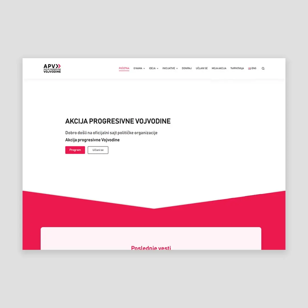 Naslovna strana sajta Akcije progresivne Vojvodine