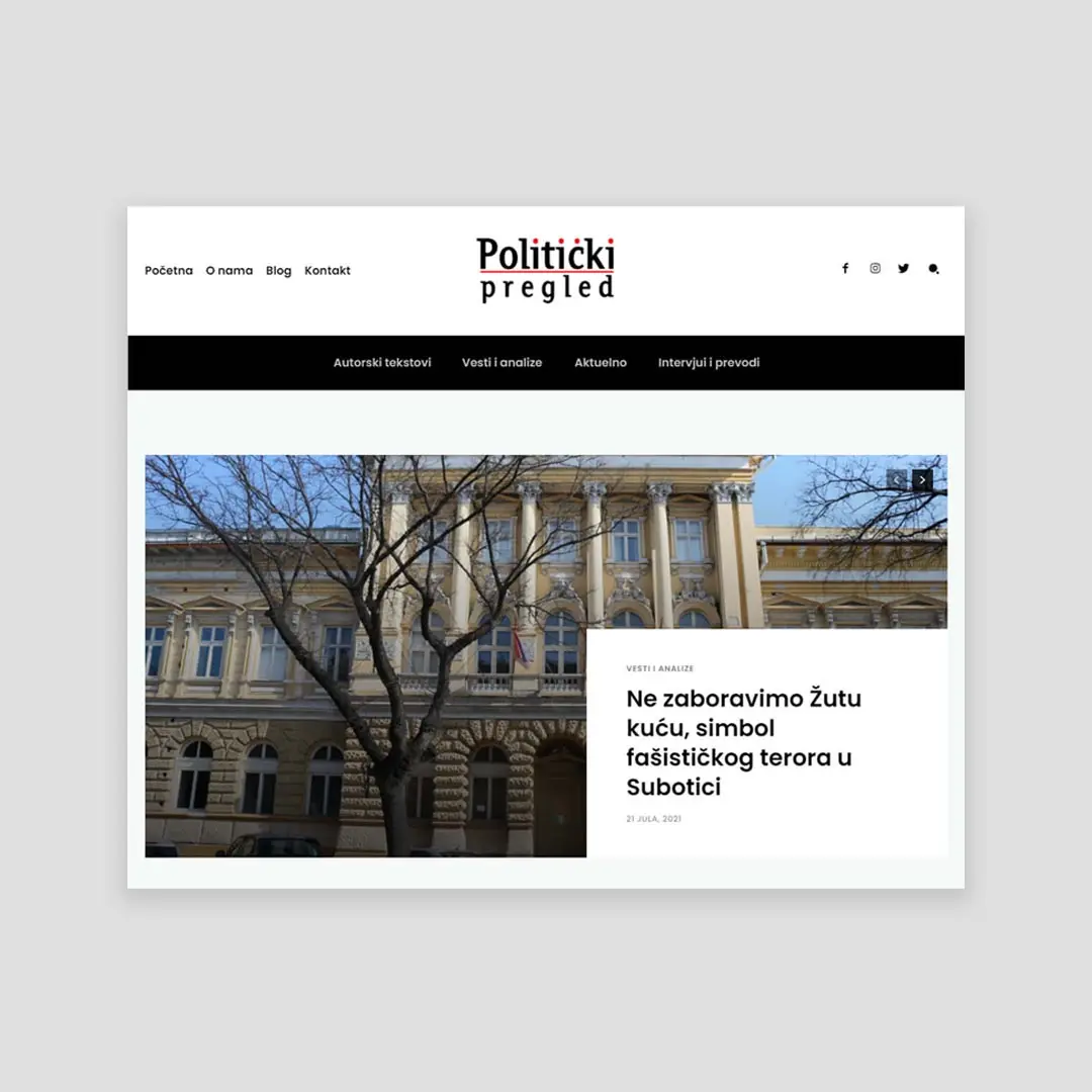 Naslovna strana web portala Politički pregled